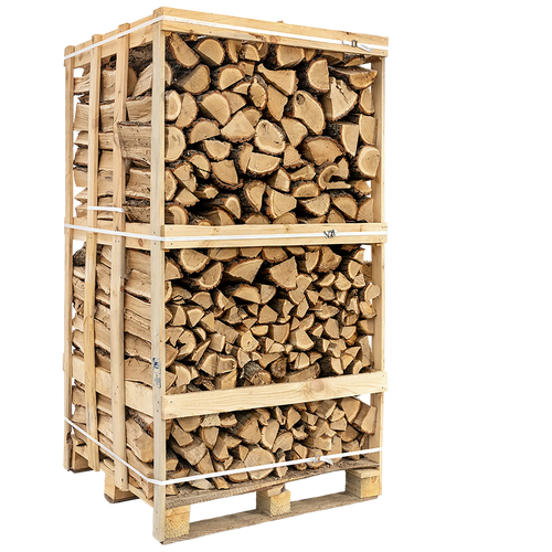 Ask, ovntørret brænde · 24-30 cm lange træstykker · 1,8-1,85 rummeter