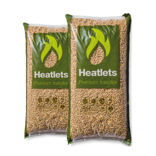 Heatlets Premium træpiller 6 mm · 10 kg pr. pose · 900 kg pr. palle