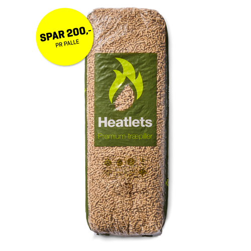 Heatlets Premium træpiller 6 mm · 10 kg pr. pose · 900 kg pr. palle